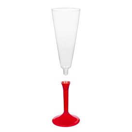 Calice Plastica Flute Gambo Red Transp. 160ml 2P (200 Pezzi)