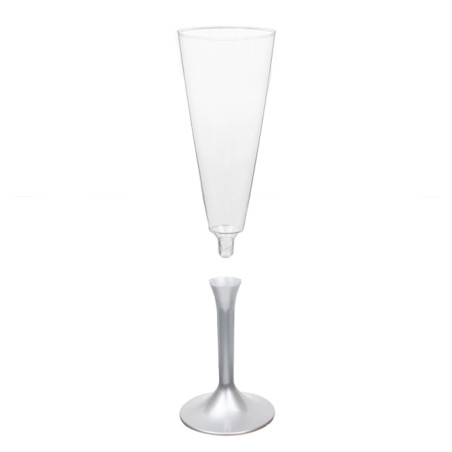 Calice Plastica Flute Gambo Grigio 160ml 2P (20 Pezzi)