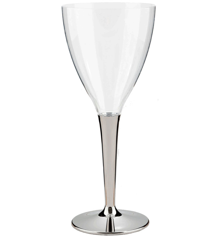 Calice di Plastica Vino Gambo Argento 130ml (10 Pezzi) Calice di Plastica Vino Gambo Argento 130ml (10 Pezzi)