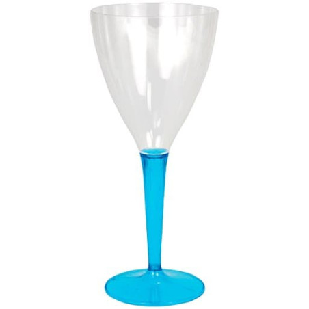 Calice di Plastica Vino Gambo Turchese 130ml (6 Pezzi)