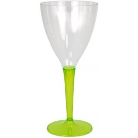 Calice di Plastica Vino Gambo Verde 130ml (6 Pezzi)