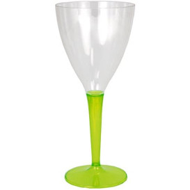 Calice di Plastica Vino Gambo Verde 130ml (6 Pezzi)