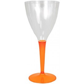 Calice di Plastica Vino Gambo Arancione 130ml (6 Pezzi)