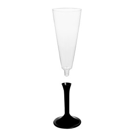 Calice Plastica Flute Gambo Nero 160ml 2P (20 Pezzi)
