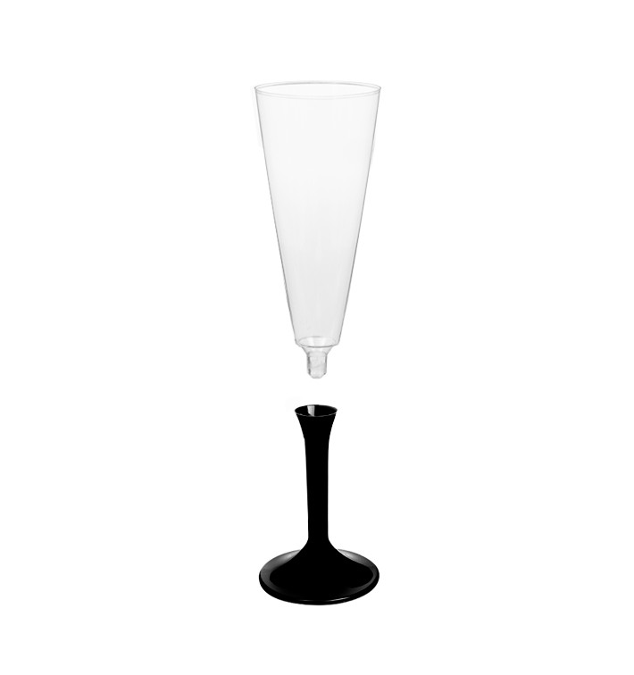 Calice Plastica Flute Gambo Nero 160ml 2P (20 Pezzi) Calice Plastica Flute Gambo Nero 160ml 2P (20 Pezzi)