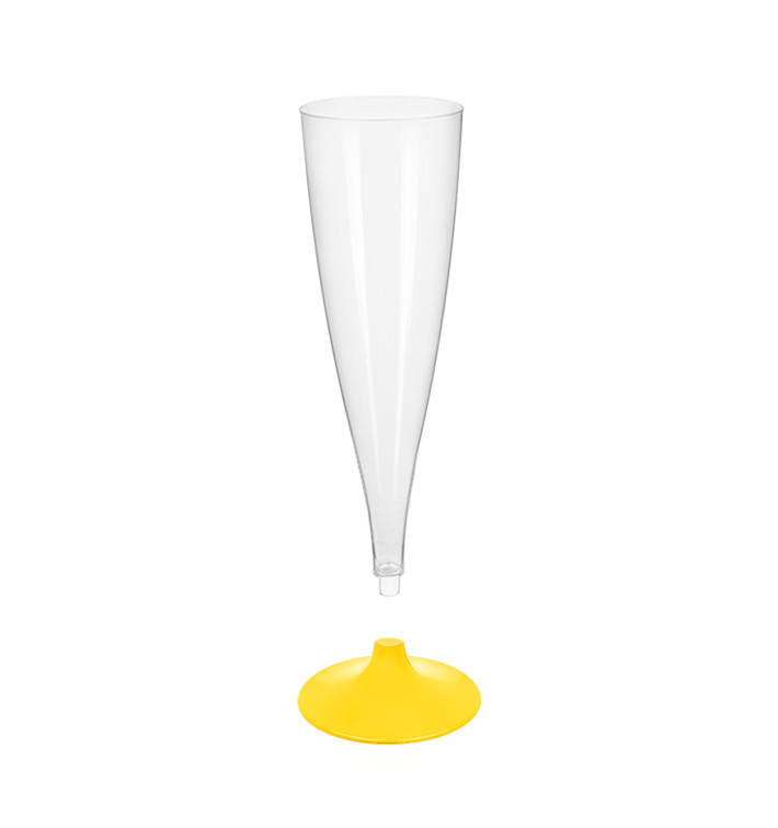 Flute Plastica Gambo Giallo 140ml 2P (400 Pezzi) Flute Plastica Gambo Giallo 140ml 2P (400 Pezzi)