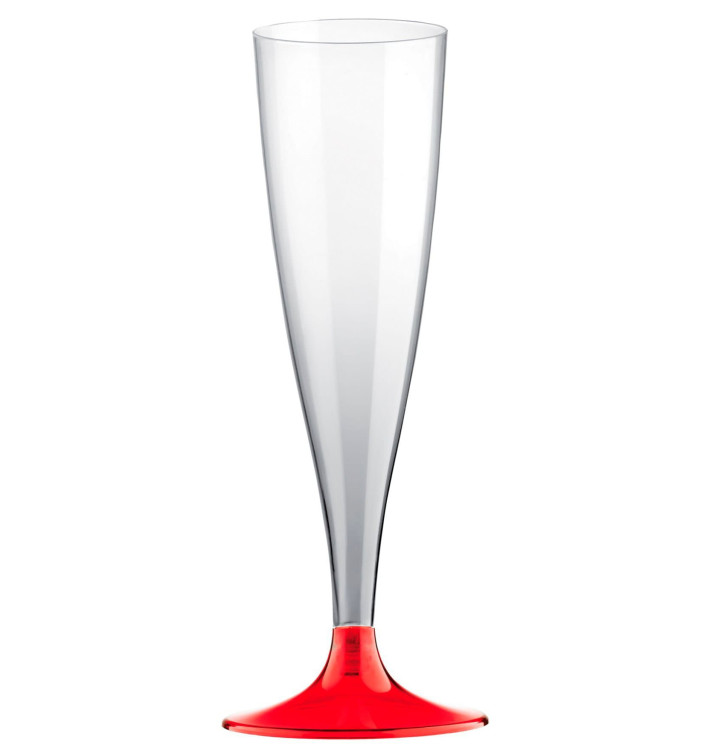 Flute Plastica Gambo Red Transp. 140ml 2P (20 Pezzi) Flute Plastica Gambo Red Transp. 140ml 2P (20 Pezzi)