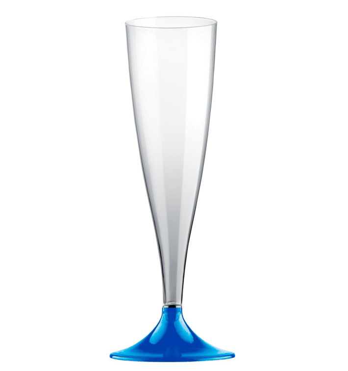 Flute Plastica Gambo Blu Mediterraneo 140ml 2P (400 Pezzi)