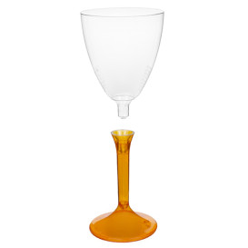 Calice Plastica Vino Gambo Arancione Transp. 180ml 2P (20 Pezzi)