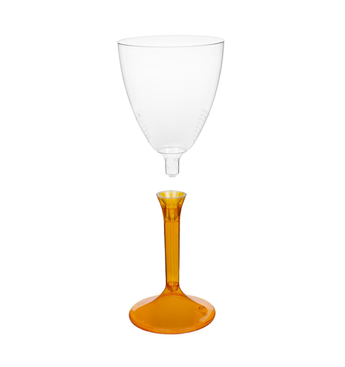 Calice Plastica Vino Gambo Arancione Transp. 180ml 2P (20 Pezzi) Calice Plastica Vino Gambo Arancione Transp. 180ml 2P (20 Pezzi)