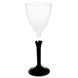 Calice Plastica Vino Gambo Nero 180ml 2P (20 Pezzi)