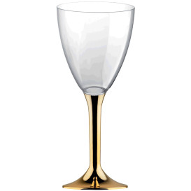 Calice Plastica per Vino Gambo Oro Cromato 180ml (200 Pezzi)