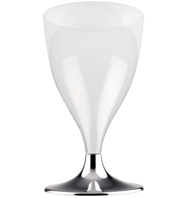 Calice Plastica Vino Gambo Argento Cromo 200ml 2P (20 Pezzi) Calice Plastica Vino Gambo Argento Cromo 200ml 2P (20 Pezzi)