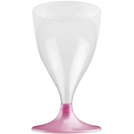 Calice Plastica Vino Gambo Rosa Perlati 200ml 2P (20 Pezzi)