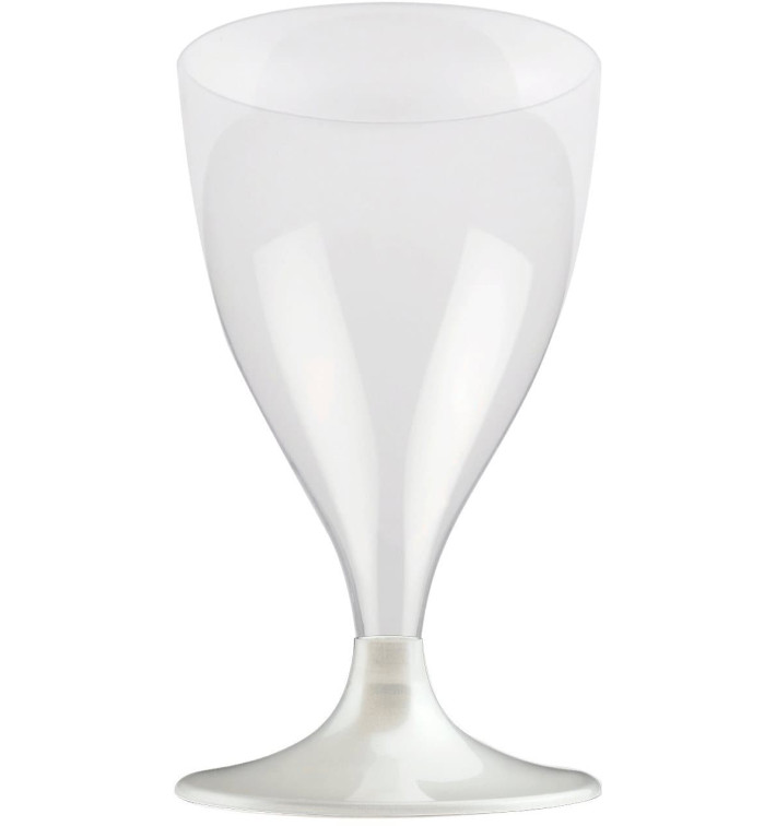 Calice Plastica Vino Gambo Bianco Perlato 200ml 2P (20 Pezzi) Calice Plastica Vino Gambo Bianco Perlato 200ml 2P (20 Pezzi)