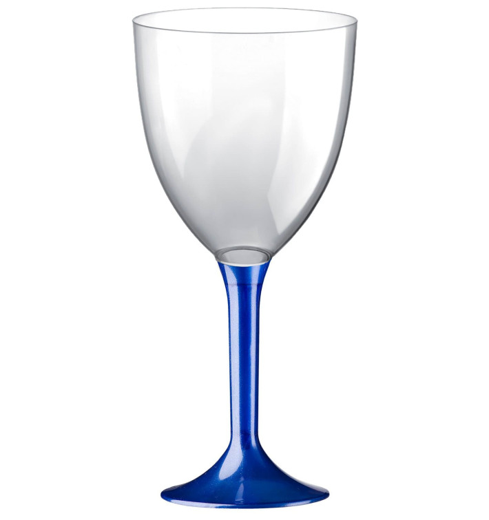 Calice Plastica Vino Gambo Blu Perlato 300ml 2P (20 Pezzi)