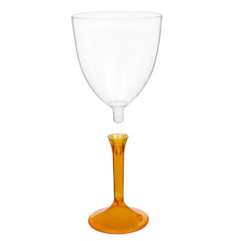 Calice Plastica Vino Gambo Arancio Transp. 300ml 2P (20 Pezzi)