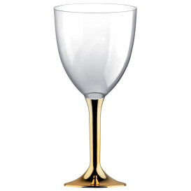 Calice Plastica per Vino Gambo Oro Cromo 300ml (200 Pezzi)