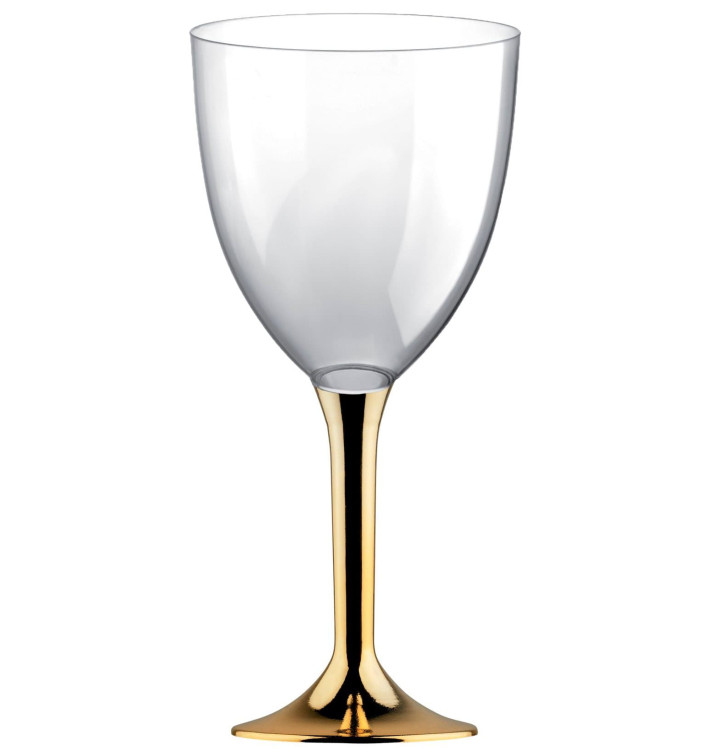 Calice Plastica Vino Gambo Oro Cromo 300ml 2P (200 Pezzi) Calice Plastica Vino Gambo Oro Cromo 300ml 2P (200 Pezzi)