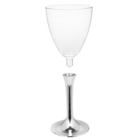 Calice Plastica Vino Gambo Argento Cromato 180ml 2P (20 Pezzi)