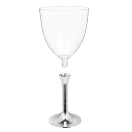 Calice Plastica Vino Gambo Argento Cromo 300ml 2P (20 Pezzi)