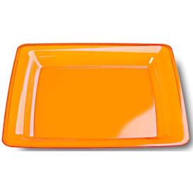 Piatto Plastica Rigida Quadrato Arancione 22,5x22,5cm (6 Pezzi)