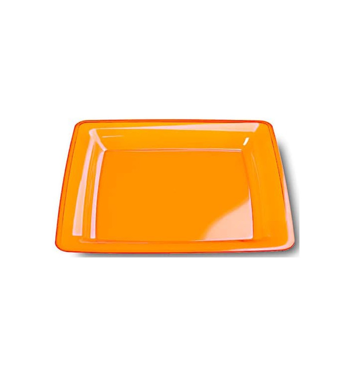 Piatto Plastica Rigida Quadrato Arancione 22,5x22,5cm (72 Pezzi) Piatto Plastica Rigida Quadrato Arancione 22,5x22,5cm (72 Pezzi)