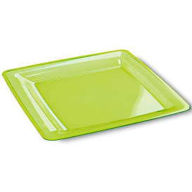 Piatto Plastica Rigida Quadrato Verde 22,5x22,5cm (6 Pezzi)