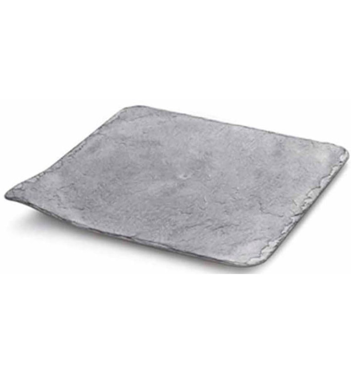 Piatto di Plastica Ardesia PS 24x24 cm (10 Pezzi) Piatto di Plastica Ardesia PS 24x24 cm (10 Pezzi)