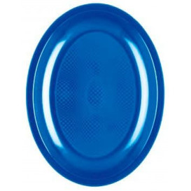 Piatti Plastica Ovali Blu Mediterraneo Round PP 255mm (50 Pezzi)