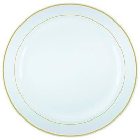 Piatto Plastica Rigida con Bordo Oro 15cm (20 Pezzi)