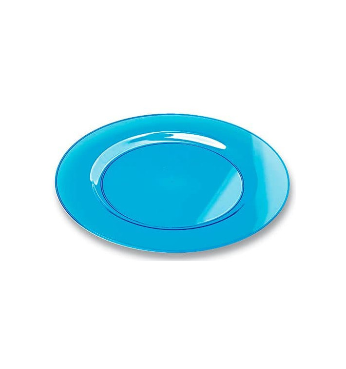 Piatto Plastica Tondo Rigida Turchese 19cm (10 Pezzi)