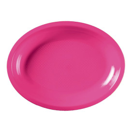 Vassoio Plastica Ovale Fucsia Round PP 255x190mm (50 Pezzi)