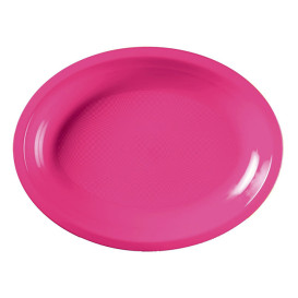 Vassoio Plastica Ovale Fucsia Round PP 315x220mm (25 Pezzi)