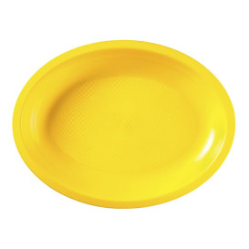 Vassoio Plastica Ovale Giallo Round PP 255x190mm (50 Pezzi)