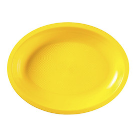 Vassoio Plastica Ovale Giallo Round PP 315x220mm (25 Pezzi)