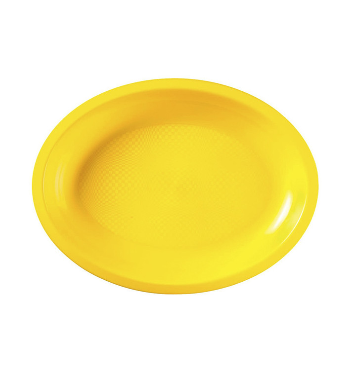 Vassoio Plastica Ovale Giallo Round PP 315x220mm (300 Pezzi) Vassoio Plastica Ovale Giallo Round PP 315x220mm (300 Pezzi)