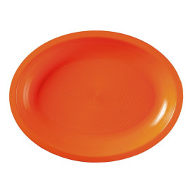 Vassoio Plastica Ovale Arancione Round PP 315x220mm (25 Pezzi)