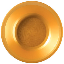 Piatto di Plastica Fondo Oro Round PP Ø195mm (25 Pezzi)