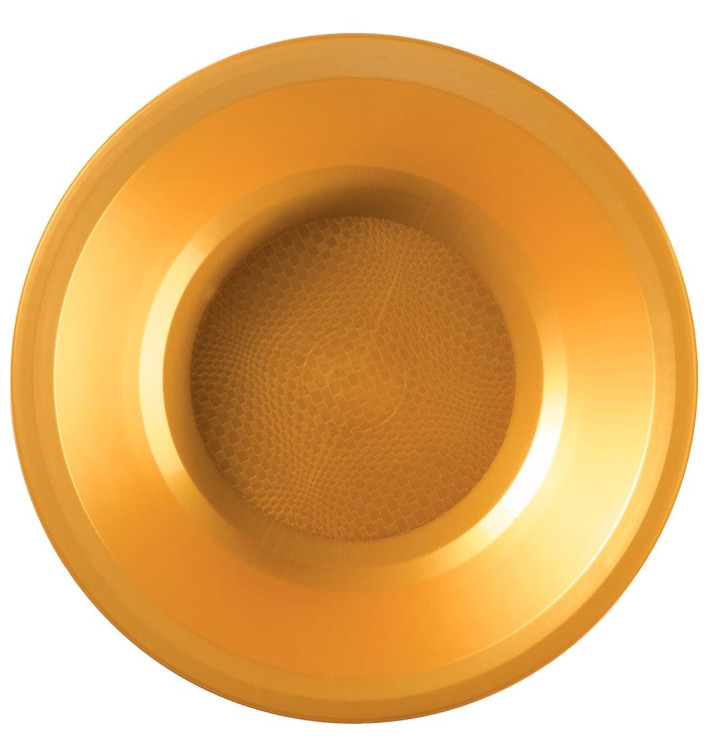 Piatto di Plastica Fondo Oro Round PP Ø195mm (600 Pezzi) Piatto di Plastica Fondo Oro Round PP Ø195mm (600 Pezzi)