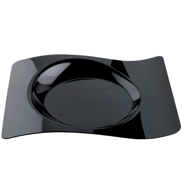 Piatto di Plastica "Forma" Nero 28x23 cm (12 Pezzi) Piatto di Plastica "Forma" Nero 28x23 cm (12 Pezzi)