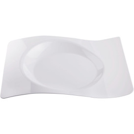 Piatto di Plastica "Forma" Bianco 28x23 cm (12 Pezzi)