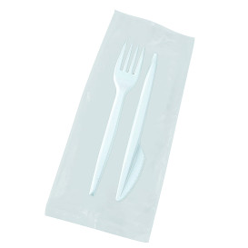 Set Posate di Plastica Forchetta e Coltello Bianco (25 Pezzi)