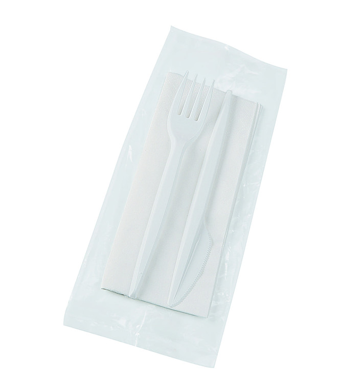 Set Posate Forchetta, Coltello e Tovagliolo Bianco (25 Pezzi) Set Posate Forchetta, Coltello e Tovagliolo Bianco (25 Pezzi)