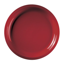 Piatto di Plastica Rosso Round PP Ø290mm (25 Pezzi)