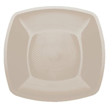 Piatto Plastica Piano Beige Square PP 230mm (25 Pezzi)