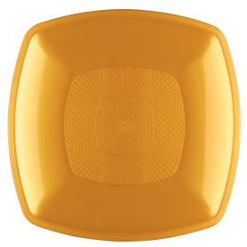 Piatto Duro Riutilizzabile Fondo Oro Square PP 18cm (12 Pezzi)