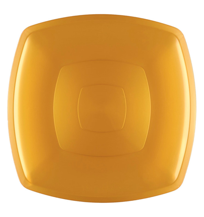 Piatto Plastica Piano Oro Square PS 300mm (144 Pezzi) Piatto Plastica Piano Oro Square PS 300mm (144 Pezzi)