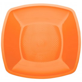 Piatto Plastica Piano Arancione Square PP 230mm (300 Pezzi)
