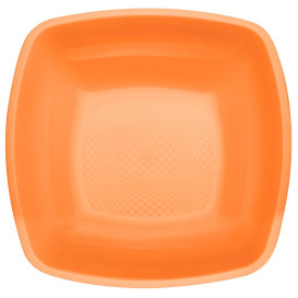 Piatto Plastica Fondo Arancione Square PP 180mm (25 Pezzi)